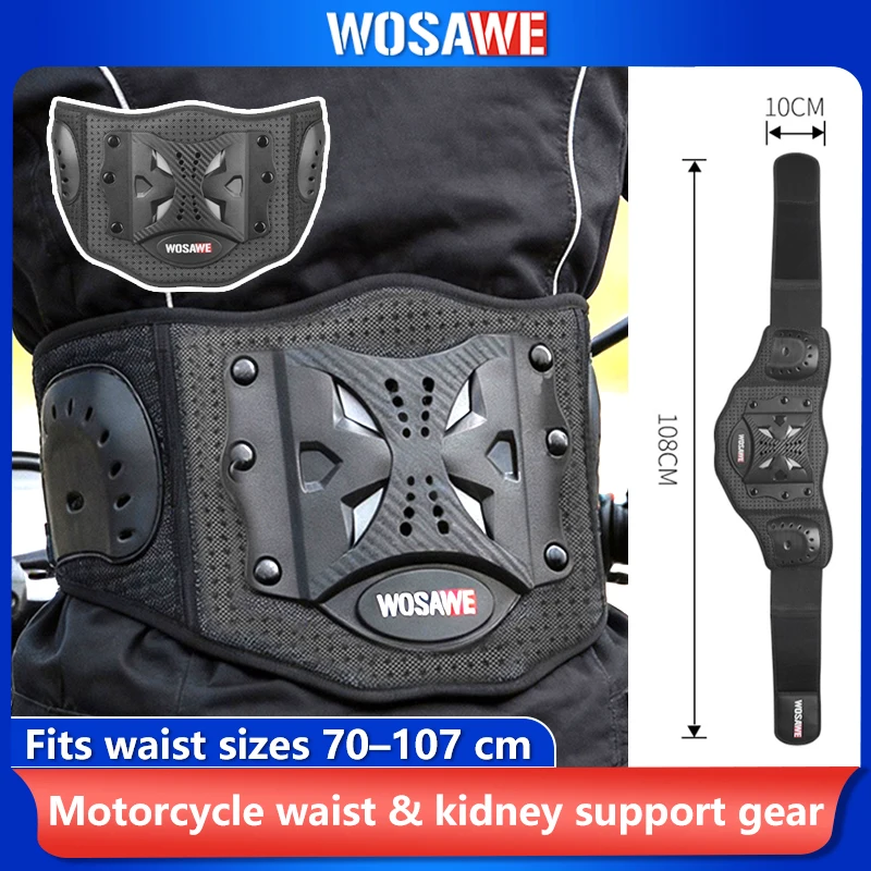 

WOSAWE Motorcycle Kidney Waist Protector Belt Men Breathable Back Support Adjustable Motocross Touring Off Road Riding Gear
