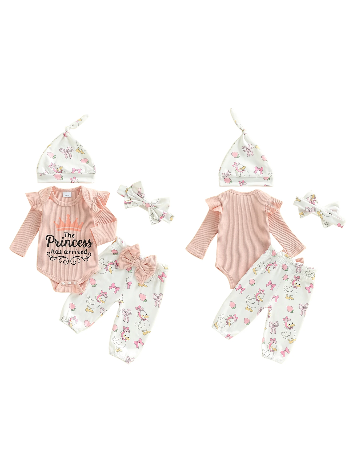 

Комплект одежды из трех предметов для маленьких девочек, топ с рюшами и рукавами с цветочным принтом, брюки с эластичной резинкой на талии и подходящая повязка на голову