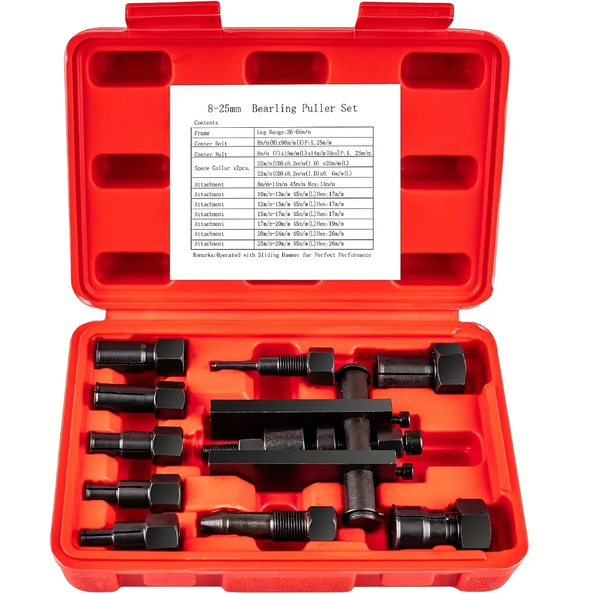 

10 sets of motorcycle bearing pullers, blind hole bearing pulling tool kits, 8-25 mm hub bearing removal tool sets