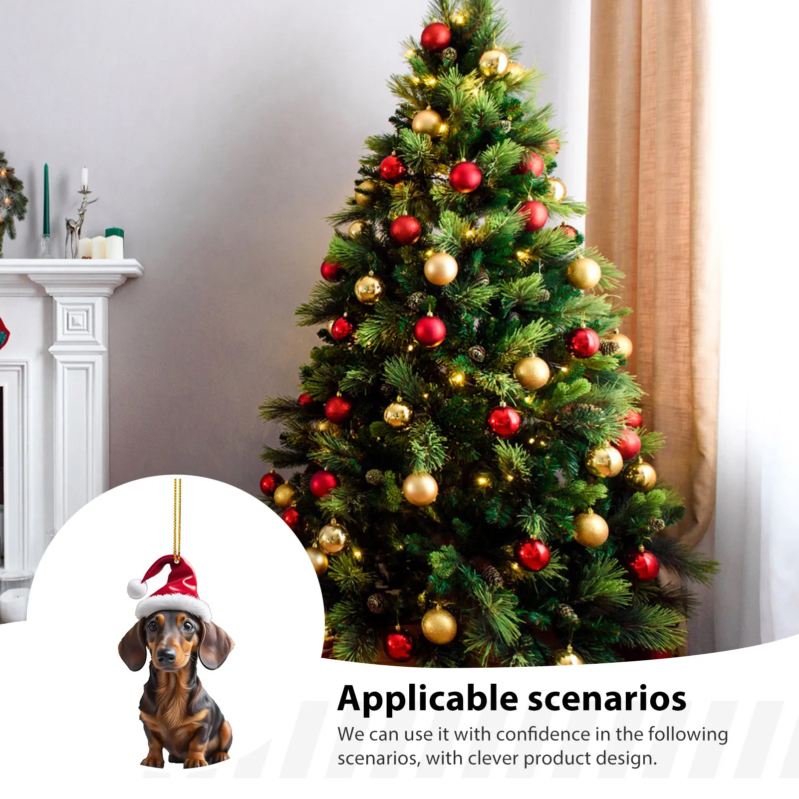 

Christmas Tree Decor 2D Lovely Dachshund Pattern Acrylic Pendant For Xmas Tree Garland Wreath Navidad New Year Decoration Props