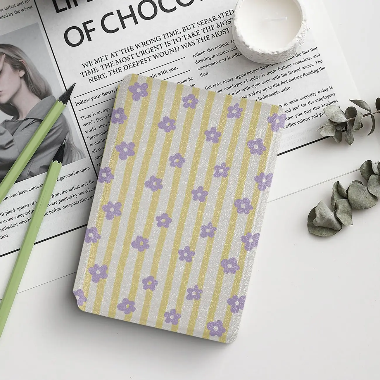 For XTEINK X4Pro E‑Reader Magnetic Protective Folio Case Cover Fresh‑Style Light Aesthetic Pastel Pattern Protective Ultra‑Slim