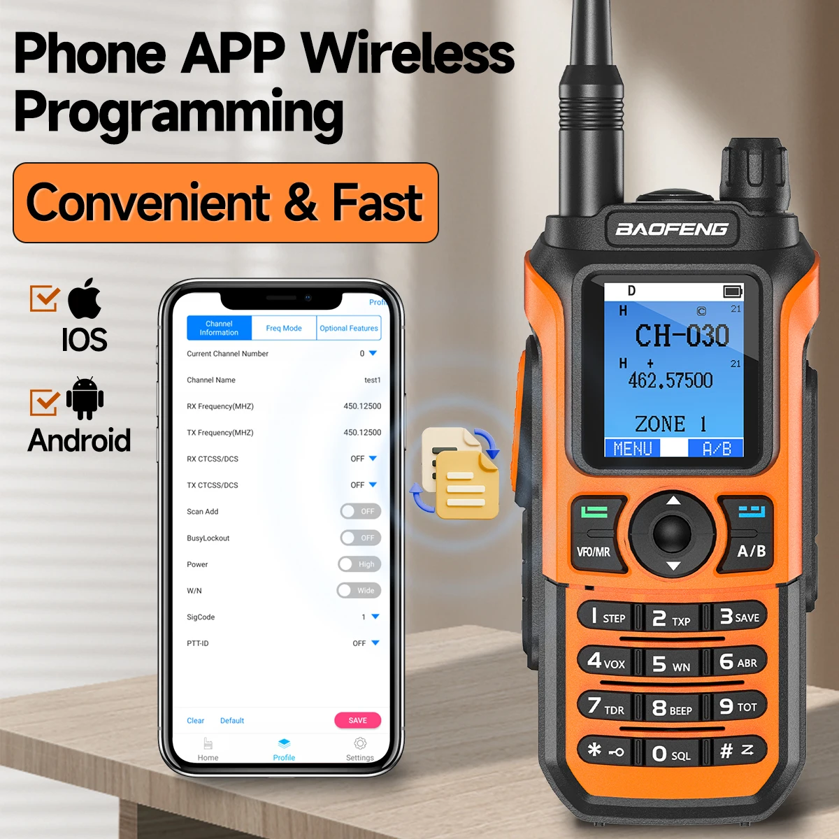 Baofeng GM-21 Long Range Walkie Talkie GMRS Transceiver Bluetooth Wireless Programming Multi-Band Receiving Type-C Two Way Radio