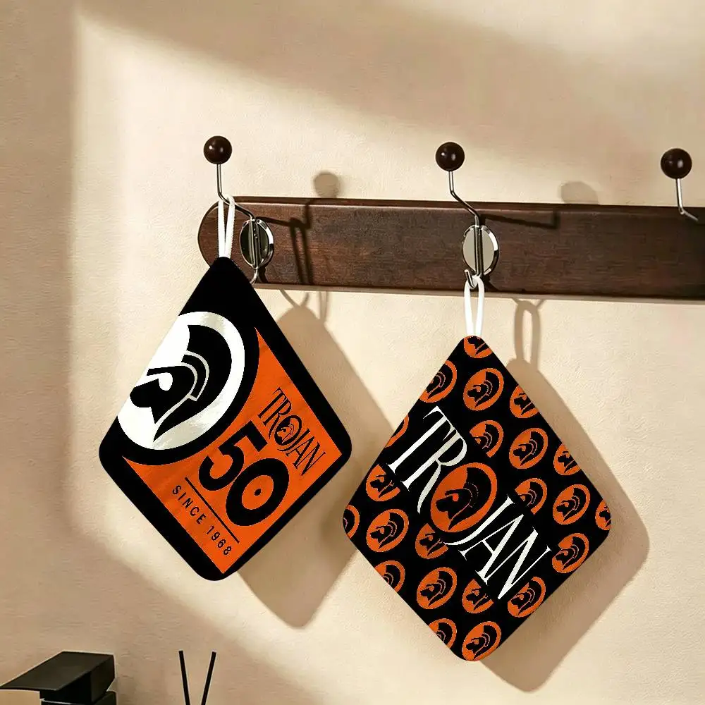 Trojan Records Logo Polyester Cotton Hand Wiping Towel, Anti-shrink Hanging Kitchen Cloth for Household Cleaning