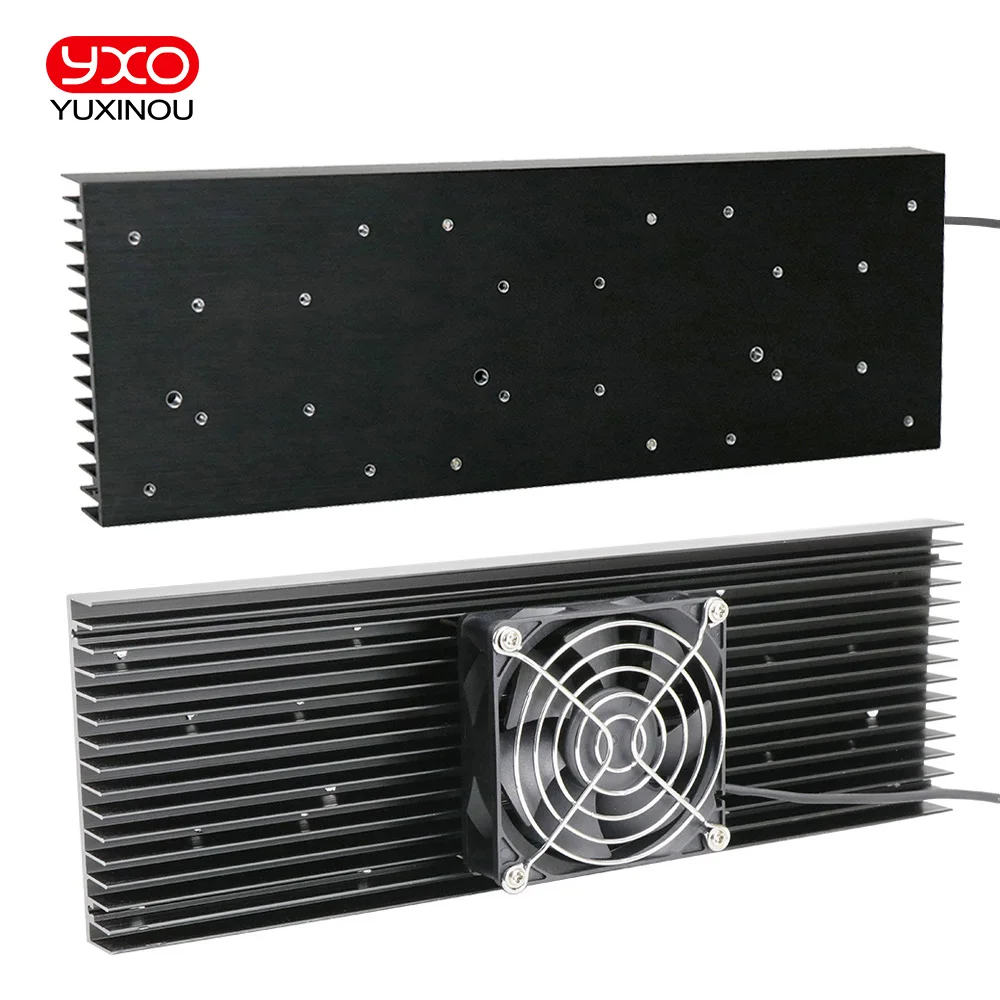 Dissipador de alumínio com ventilador AC Dissipador de calor Radiador de refrigeração Dissipação de aquecimento LED, 300x100x40mm, 100W, 200W