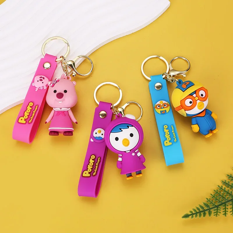 Pororo Loopy Keychain Cartoon Kawaii Doll Pendant Backpack Decoration Little Beaver Super Cute Anime Peripheral Couple Gift