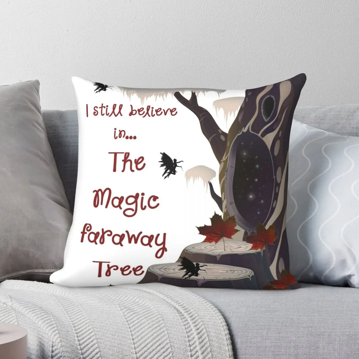 Magic Faraway Tree Square Pillowcase Polyester Linen Velvet Pattern Zip Decor Pillow Case Room Cushion Case Wholesale