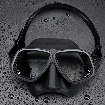 Óculos de natação snorkel para mergulho, saia de silicone, vidro temperado, treinamento de visão ampla com tampa do nariz, alça ajustável