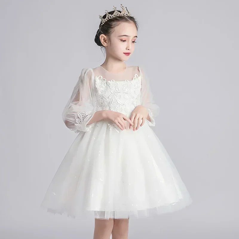 Vestido para niña, nueva versión coreana, falda acampanada, vestido para niño, vestido de princesa para niña, vestido de actuación de piano, primavera 2024