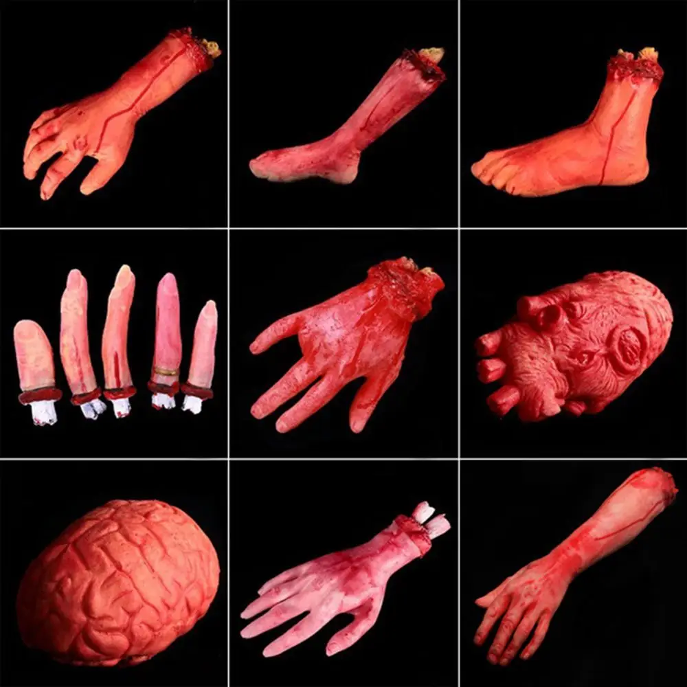 Moda pé quebrado festa assustador decoração adereços de terror lifesize mão sangrenta traje de halloween brinquedos de látex