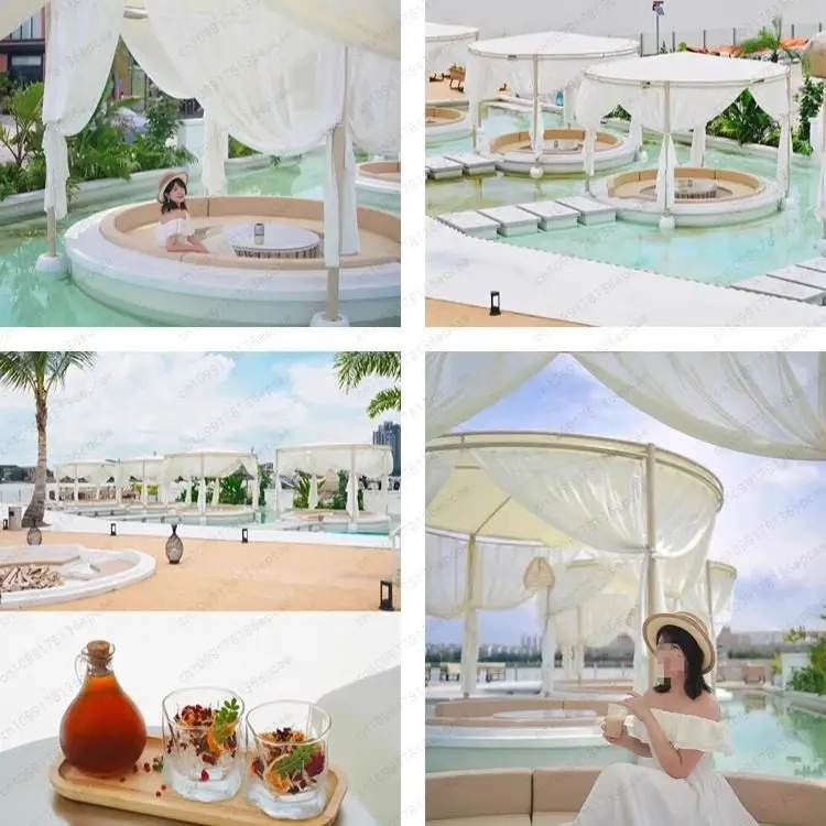 Round French outdoor gazebo Internet celebrity awning canopy Courtyard B & B Villa Garden Restaurant Swan Sun Umbrella
