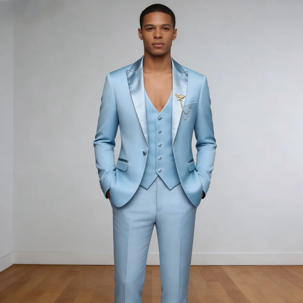 

Men's Black 3-Piece Suit Slim Fit Elegant Formal Casual Ensemble Jacket Vest Pants Business Wedding Dance - Complete Outfit Set