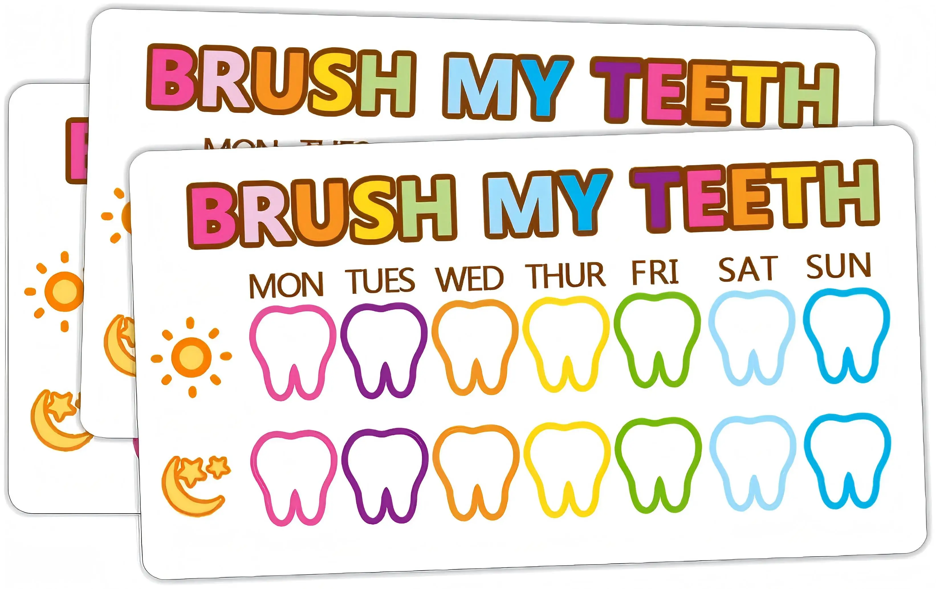 

50 Pcs Brush My Teeth Reward Cards,Educational Teeth Brushing Chart,Teeth Brushing Weekly Tracker Behavior Finish Cards 2x3.5in