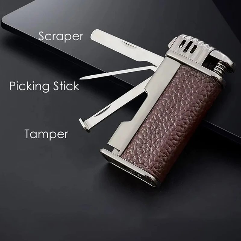 New Honest Flashlight Multifunctional Oil-free Pipe Lighter Metal Turbine Tube Refillable Butane Gas Lighter Smoking Accessories