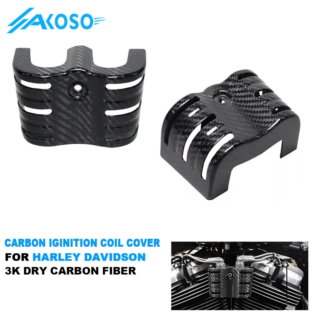 AKOSO 3K Dry Carbon Fiber Motorcycle Ignition Coil Cover For Harley Davidson Softail M8 FXBB FXBR FXFB FLFB 2018-2024