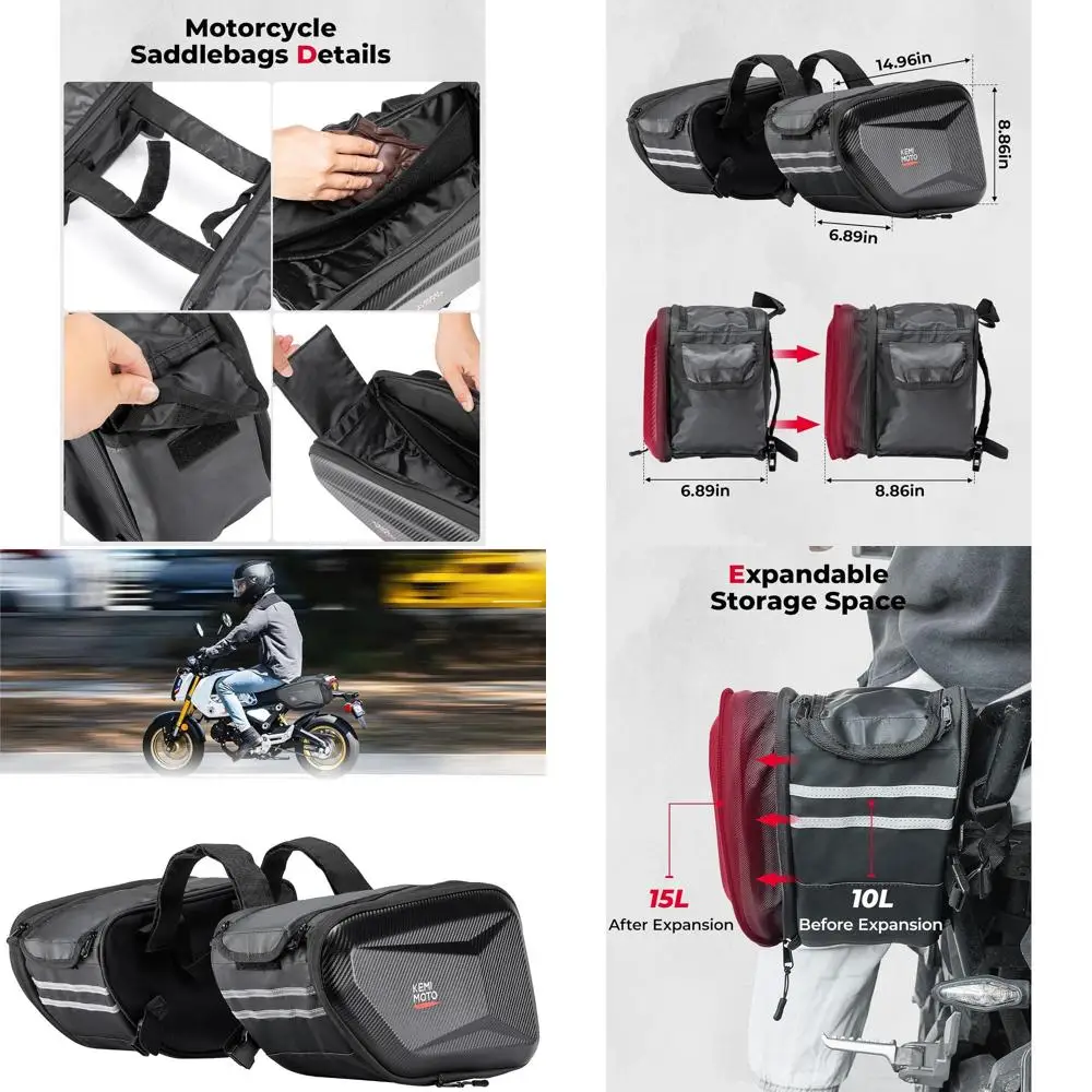 

Motorcycle Saddlebags Expandable 20-30L Eva Hard Side Bag Compatible with Ninja500 400 Grom 2022-2025 Navi Z125 Dirt Bike Dual S