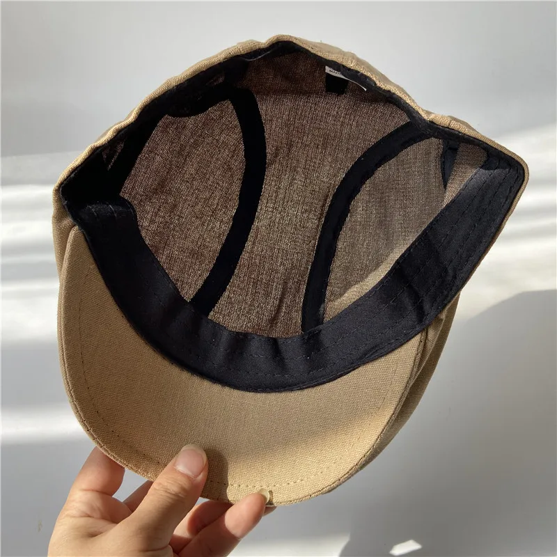 Linen Men Women Beret Spring Summer Solid Color Newsboy Cap Thin Breathable Flat Hat Casual Duckbill Ivy Cap Uniex