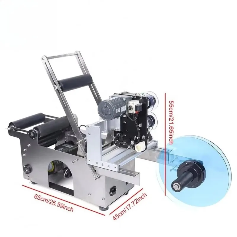 Desktop small semi-automatic sticker square flat bottle labeling machine with encoder
