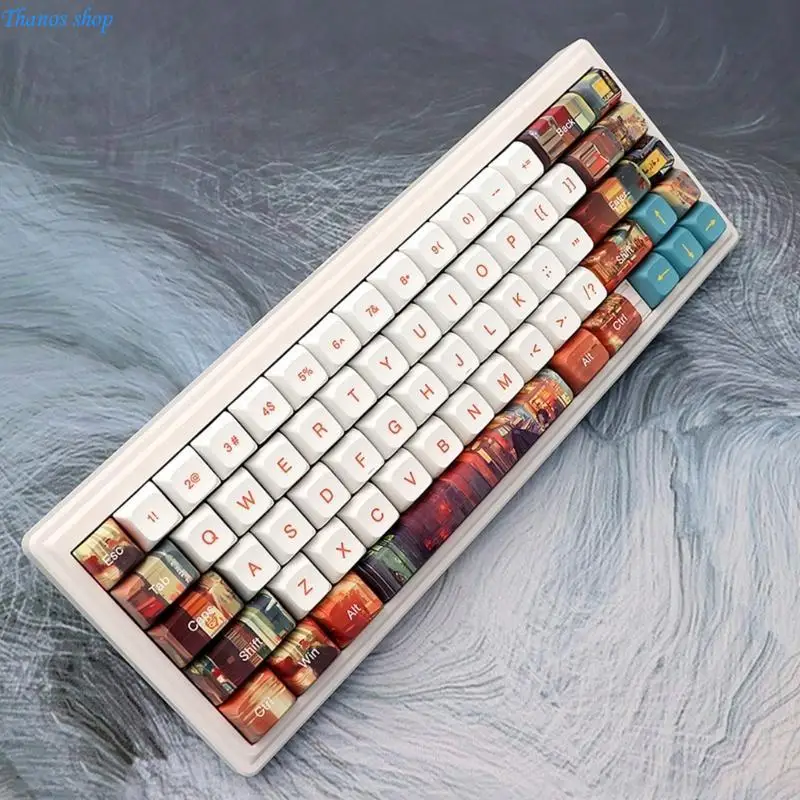 PBT Keycaps XDA Profile City Life Theme 133-key Keycap Set for Gaming Mechanical X37A