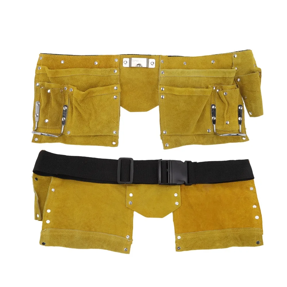 Leather Leather Tool Belt with Quick Release Buckle Portable Woodworking Tool Belt Multiple Pockets Sturdy Tool Waist Bag