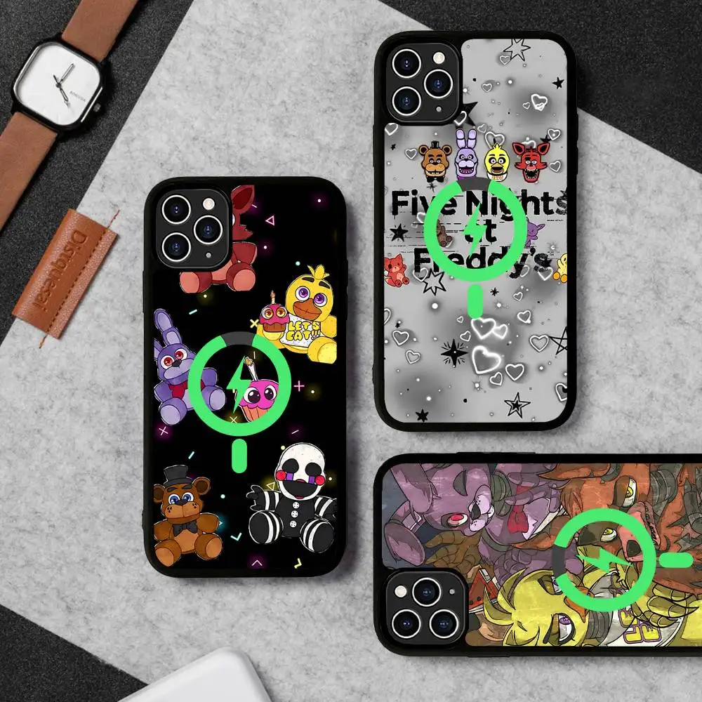 Funda Magnética Inalámbrica para Teléfono F-FNAF Five Nights at Freddy's para iPhone 17 16 15 14 13 12 11 Pro Max Plus