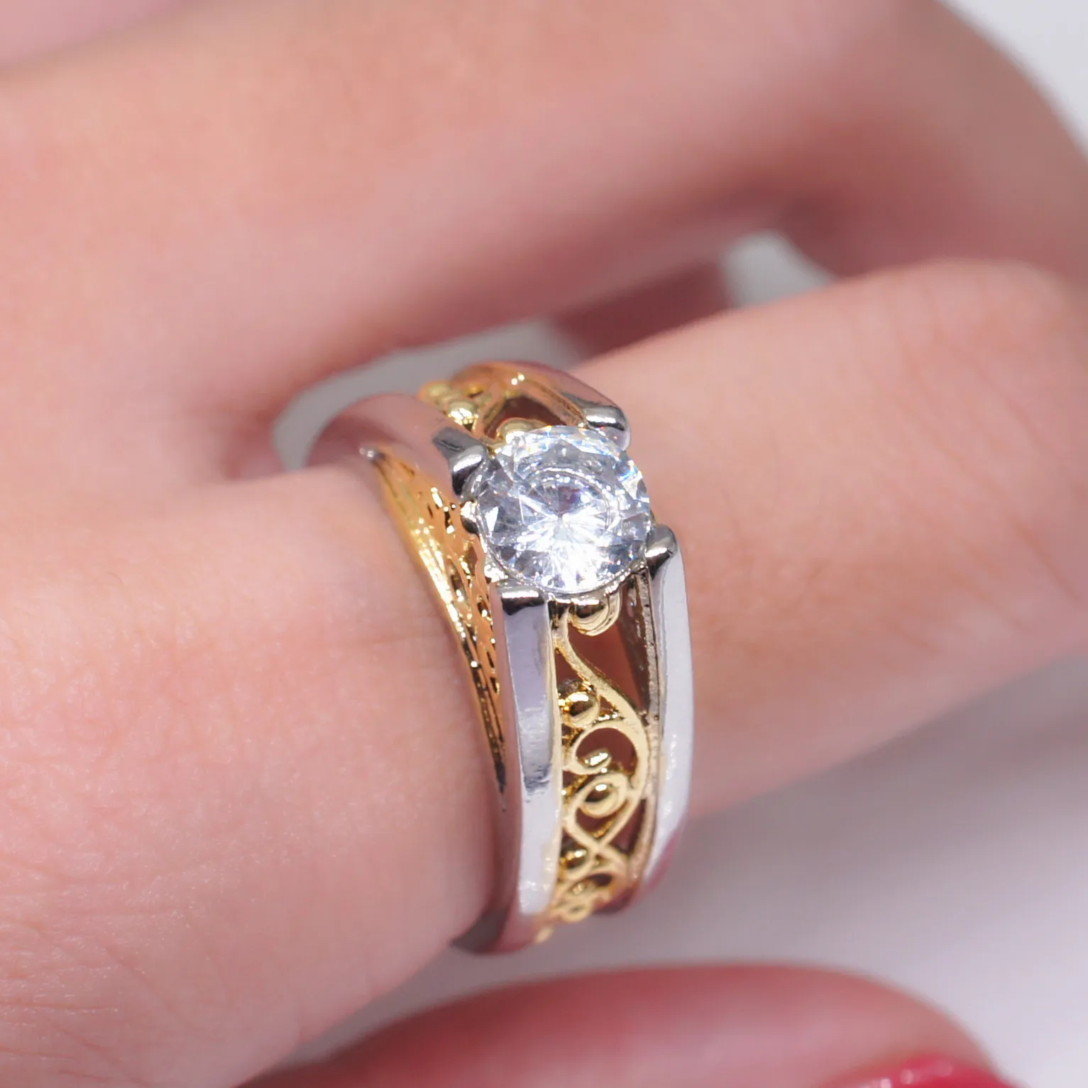 S925 Sterling Silver Ring New Creative Triangular Zircon Ring Geometric 18K Gold Plated Color Separation Fashion Ring For Women