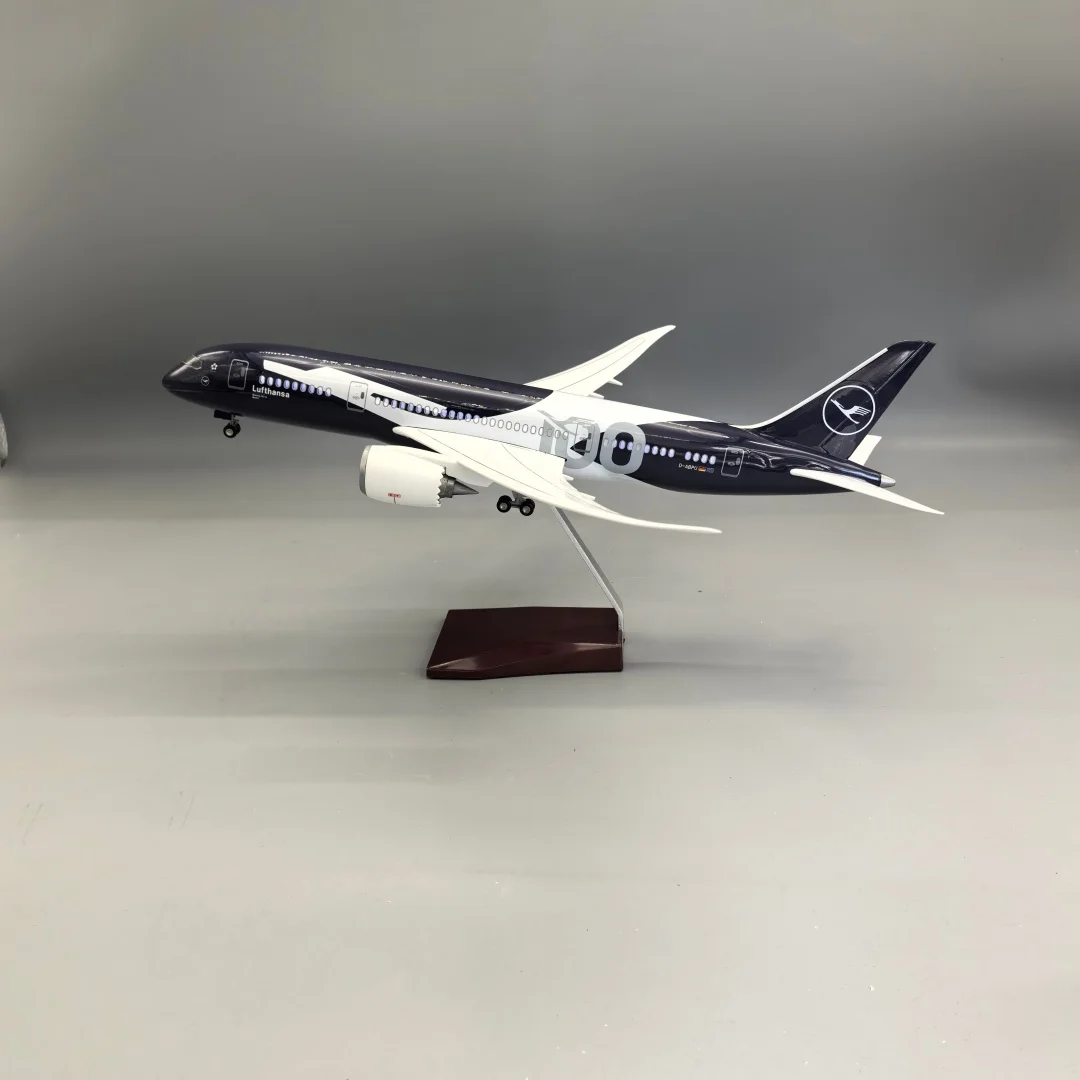 

43CM model planes Lufthansa 787 German 100years Diecast Airplane Model Kits Resin W Light and Wheel Collectible for Aviation