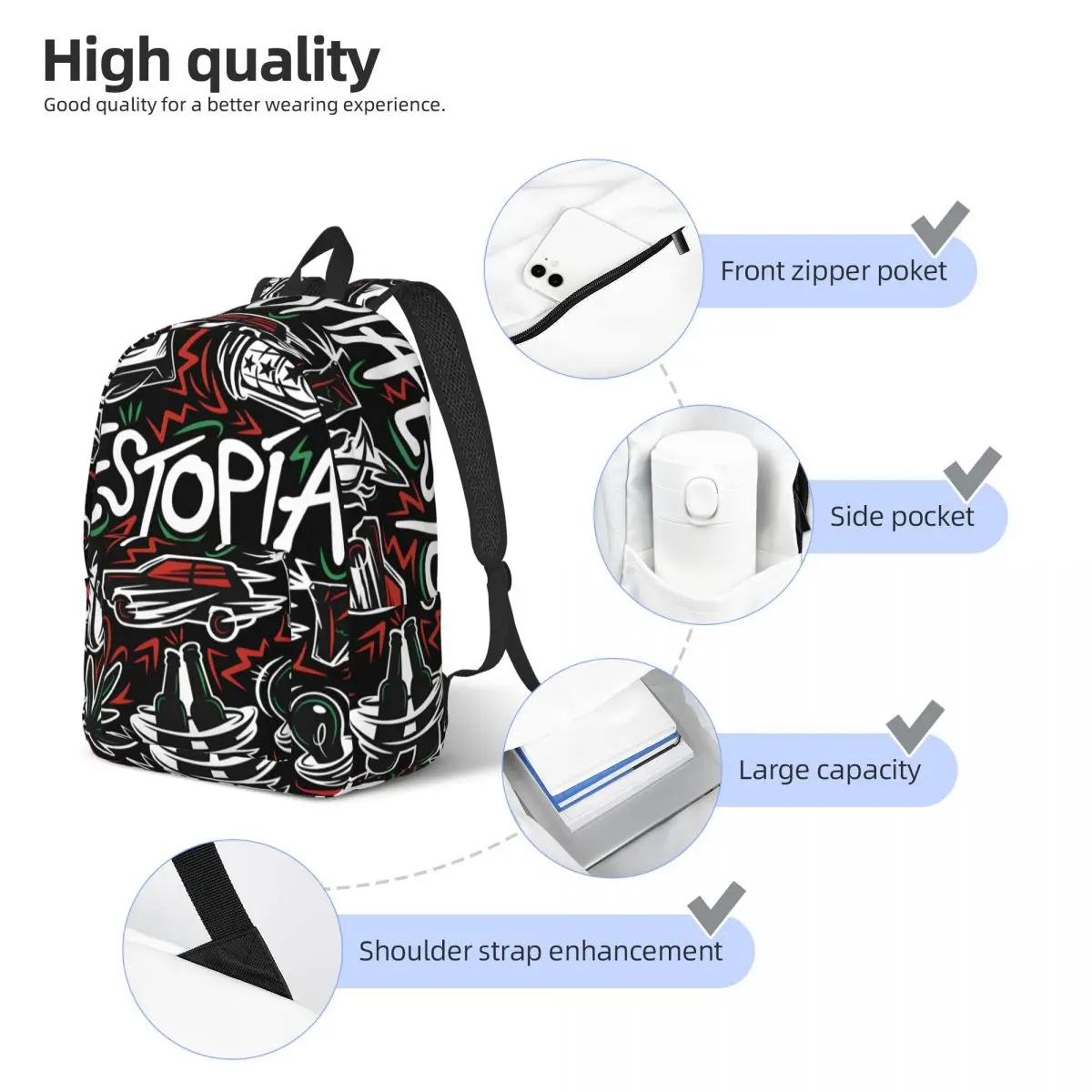 Hiking ESTOPIA Peru ESTOPA 25Th Anniversary Tour Zipper Closure Casual Estopa Handbag For Women Kid Knapsack Birthday Gift