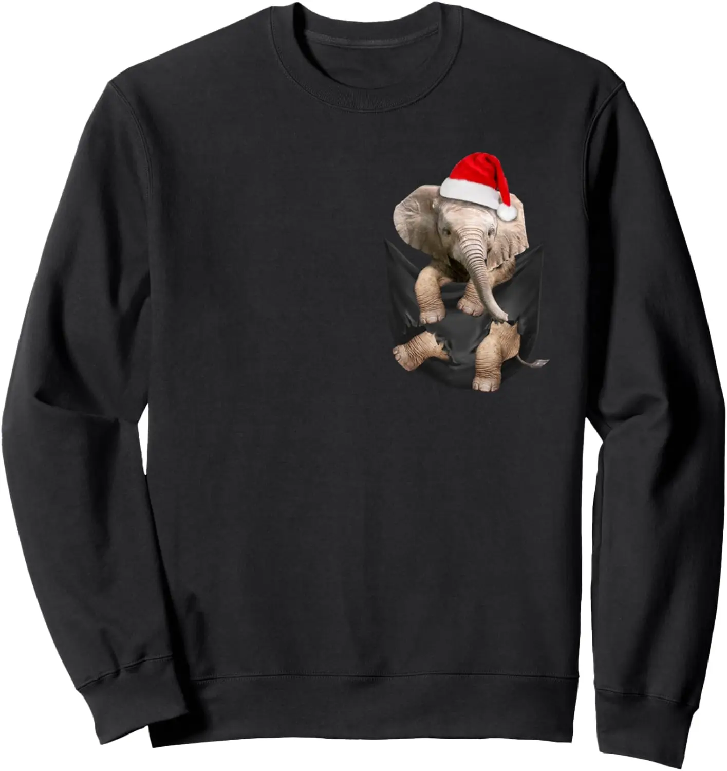 Elephant in Pocket Christmas hat inside pocket Xmas gift Sweatshirt