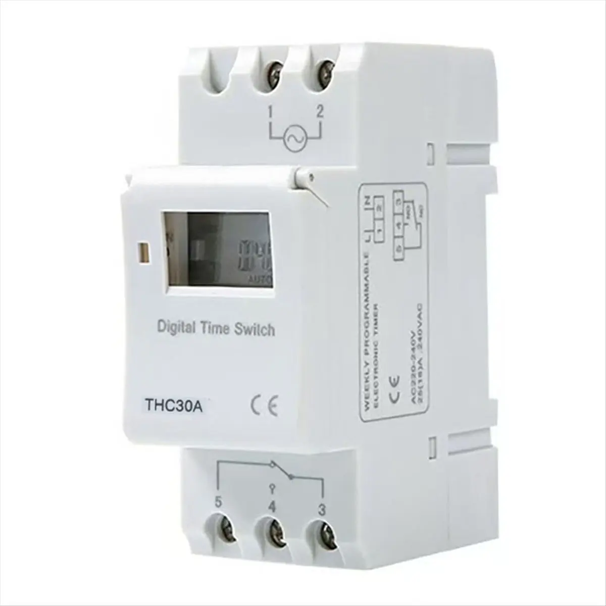 New Type Din Rail 2 Wire Weekly Seven Days Programmable Digital TIME SWITCH Relay Timer Control AC THC 15A 30A 220V 12V