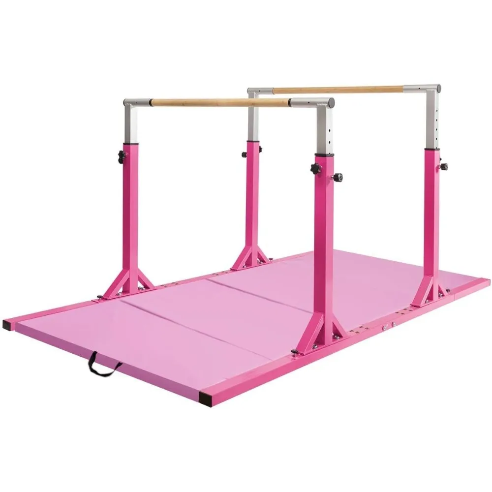 

Double Horizontal Bars, Junior Gymnastic Training Parallel Bars w/11-Level 38-55" Adjustable Heights, 264lbs Capacity, Ideal