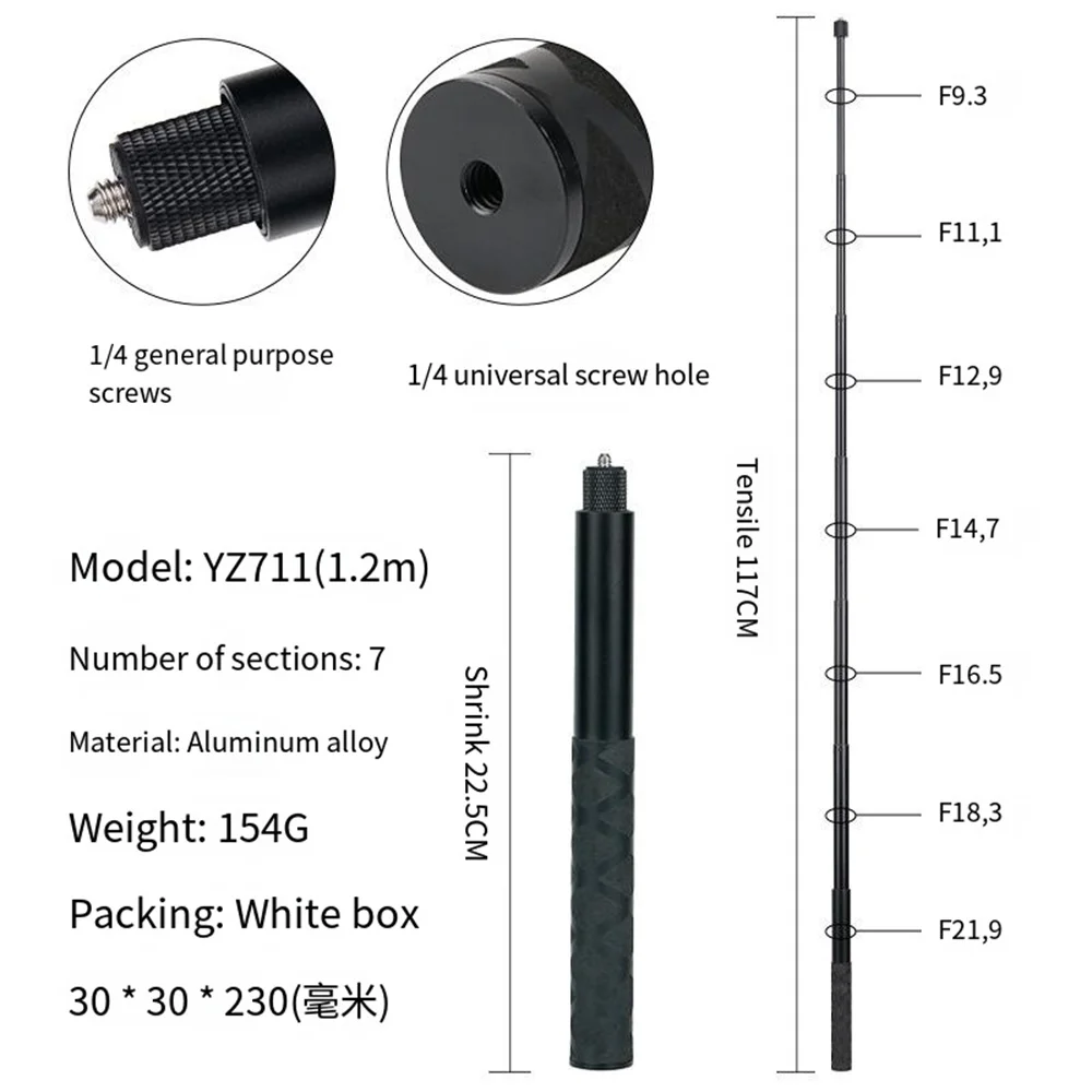 Motorcycle Bike Adjustment Handlebar Mount Invisible Selfie Stick Bicycle Monopod for GoPro 12 Insta360 One R Camera Accessories