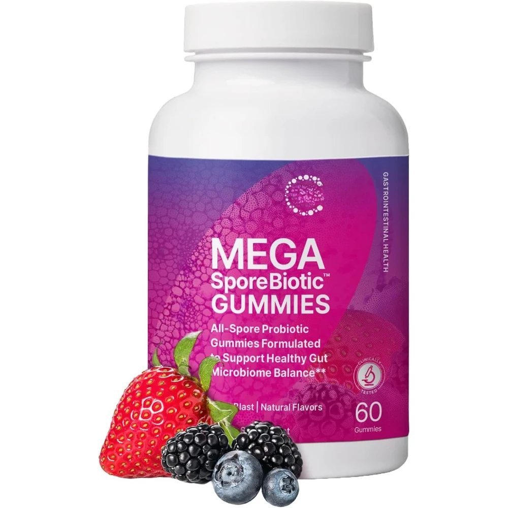 

Spore Based Probiotic Gummies MegaSporeBiotic Gummies - 4 Bacillus Probiotics for Digestive Health & Microbiome Support
