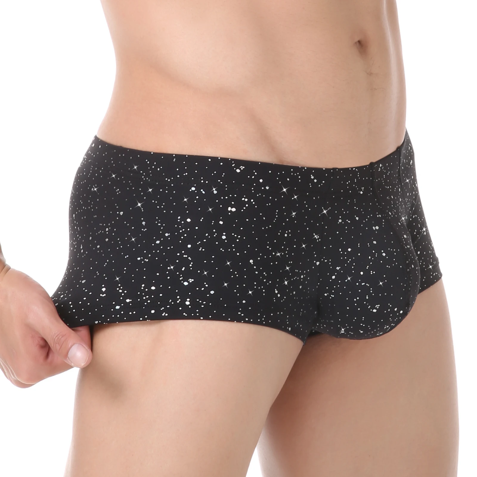 الرجال الترتر الملاكمين السراويل الرياضية صالات رياضية التدريب الملابس الداخلية منخفضة الخصر الانتفاخ الحقيبة مريحة سريعة الجافة الذكور السروال #3