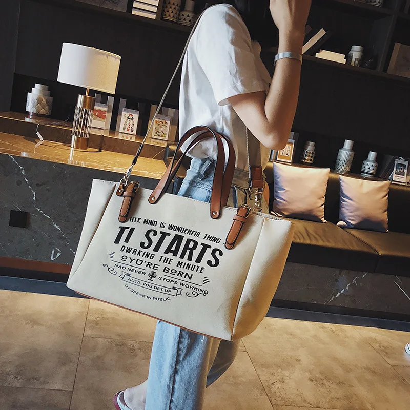 Luxury Design Crossbody Handbag Totes Female Vintage Large Capacity Messenger Bag For Women Fashion Canvas Shoulder Shopping Bag