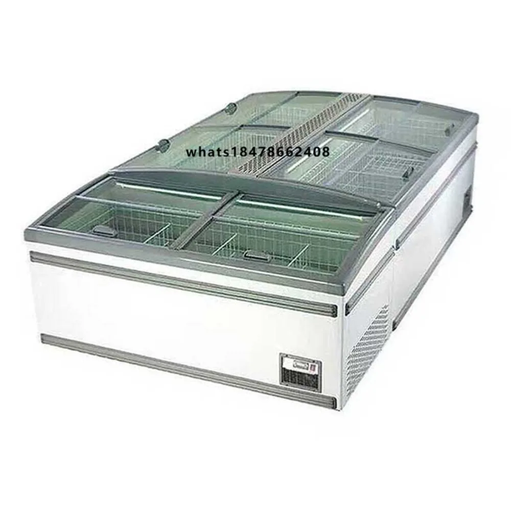 Commercial Horizontal Chest Freezer Sliding Glass Top Display Freezer for Ice Cream & Supermarket Use