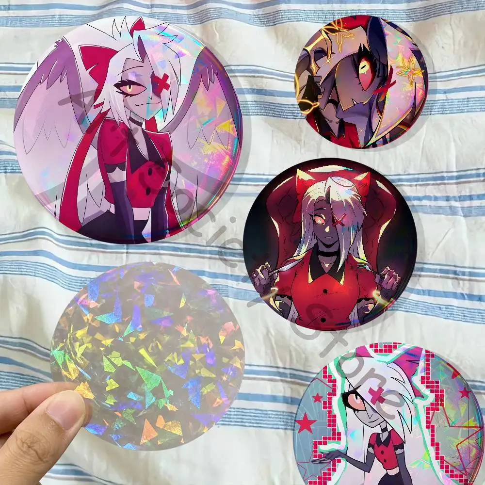 H-Hazbin Vaggie H-Hotel Badges Creative Tinplate Button Pins Brooch Creative Quotes Badge Clothes Backpack Gift Fan Merchandise