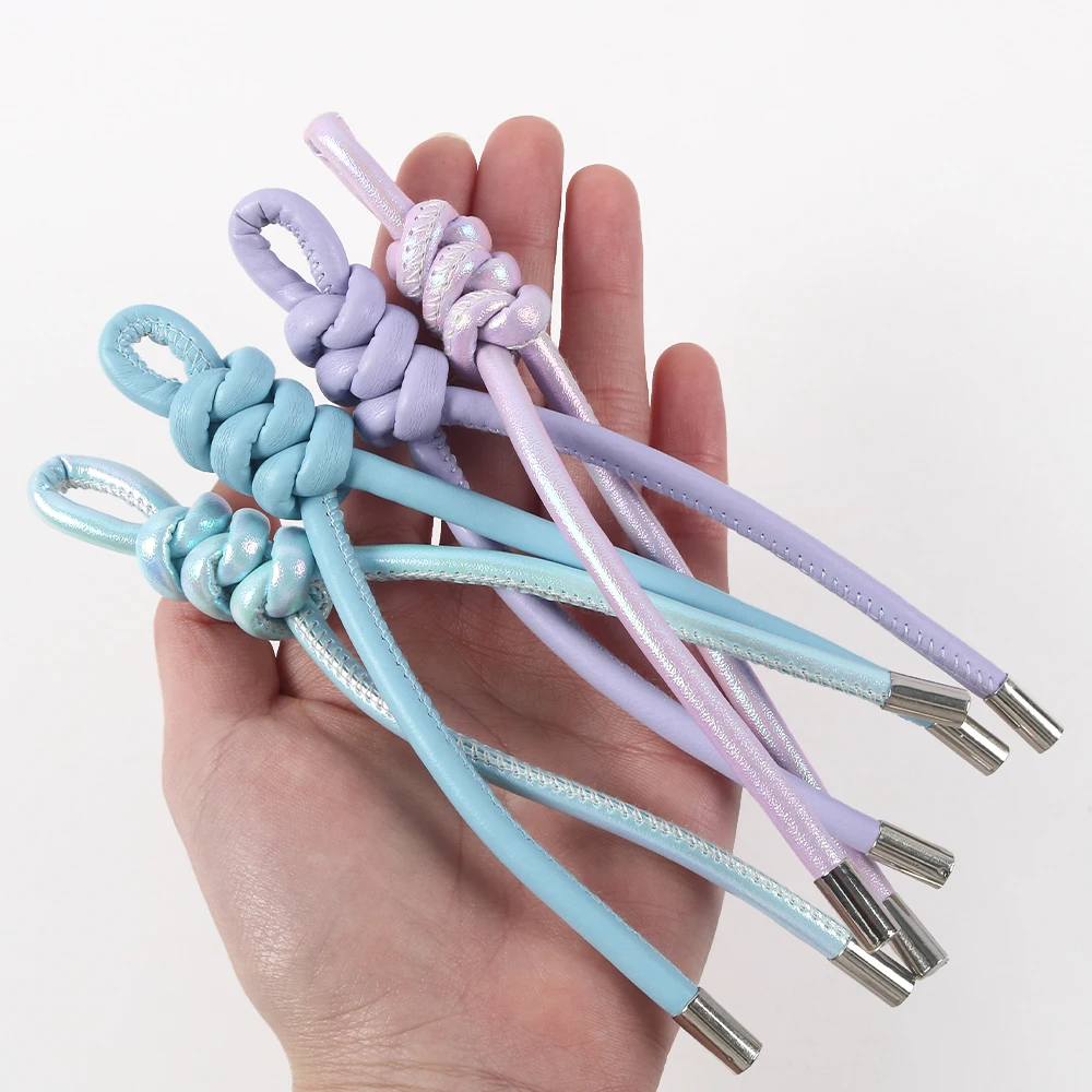1pc AB Color PU Leather Rope Keychain Creative Versatile Bag Charm DIY Handcrafted Chain Hanging Decoration Accessories
