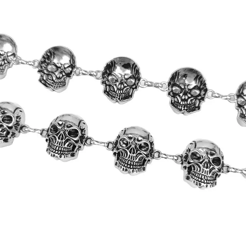

652F Punk Skull Head Waist Chain for Women Dark Chain Belt Waist Decorative Chain Adjustable Subculture Chain Belt for Pants