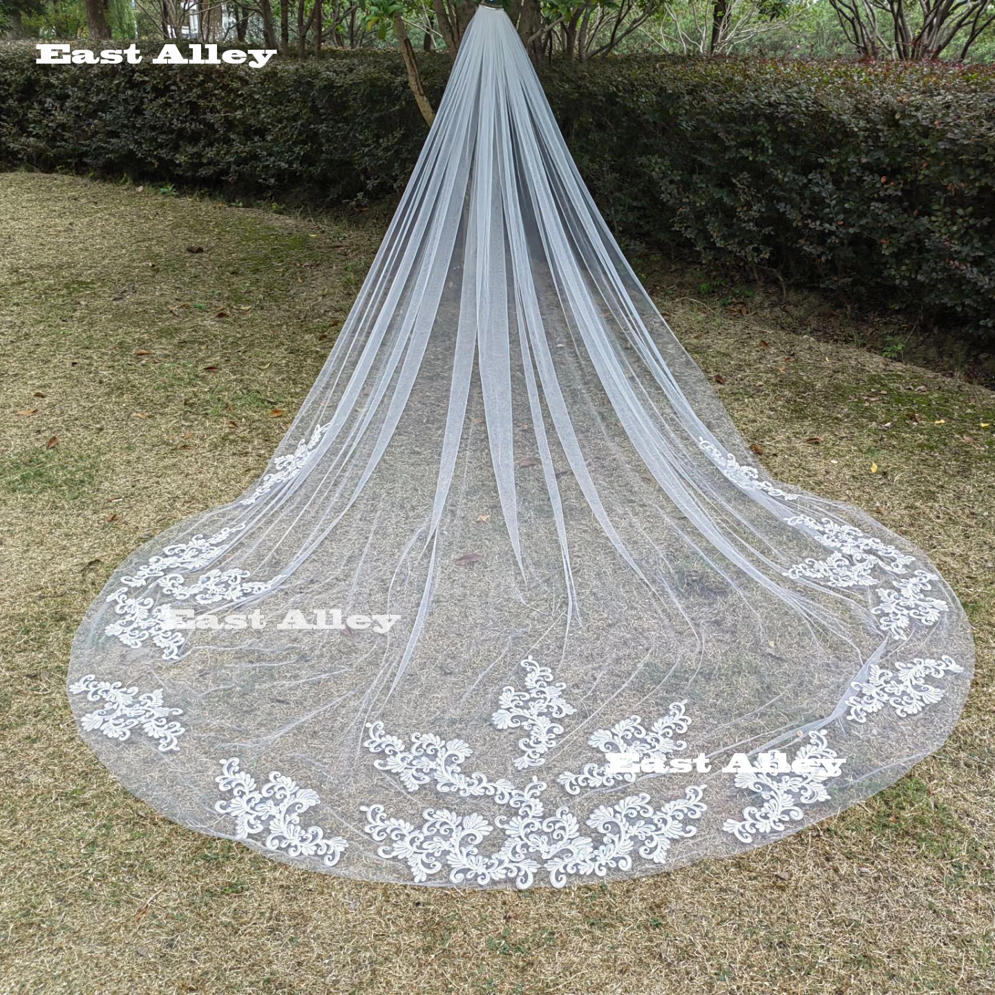 

Real Photos 1T Long Lace Wedding Veil 4 Meters White Bridal Veil with Comb Bride Headpiece Wedding Accessories Veu De Noiva