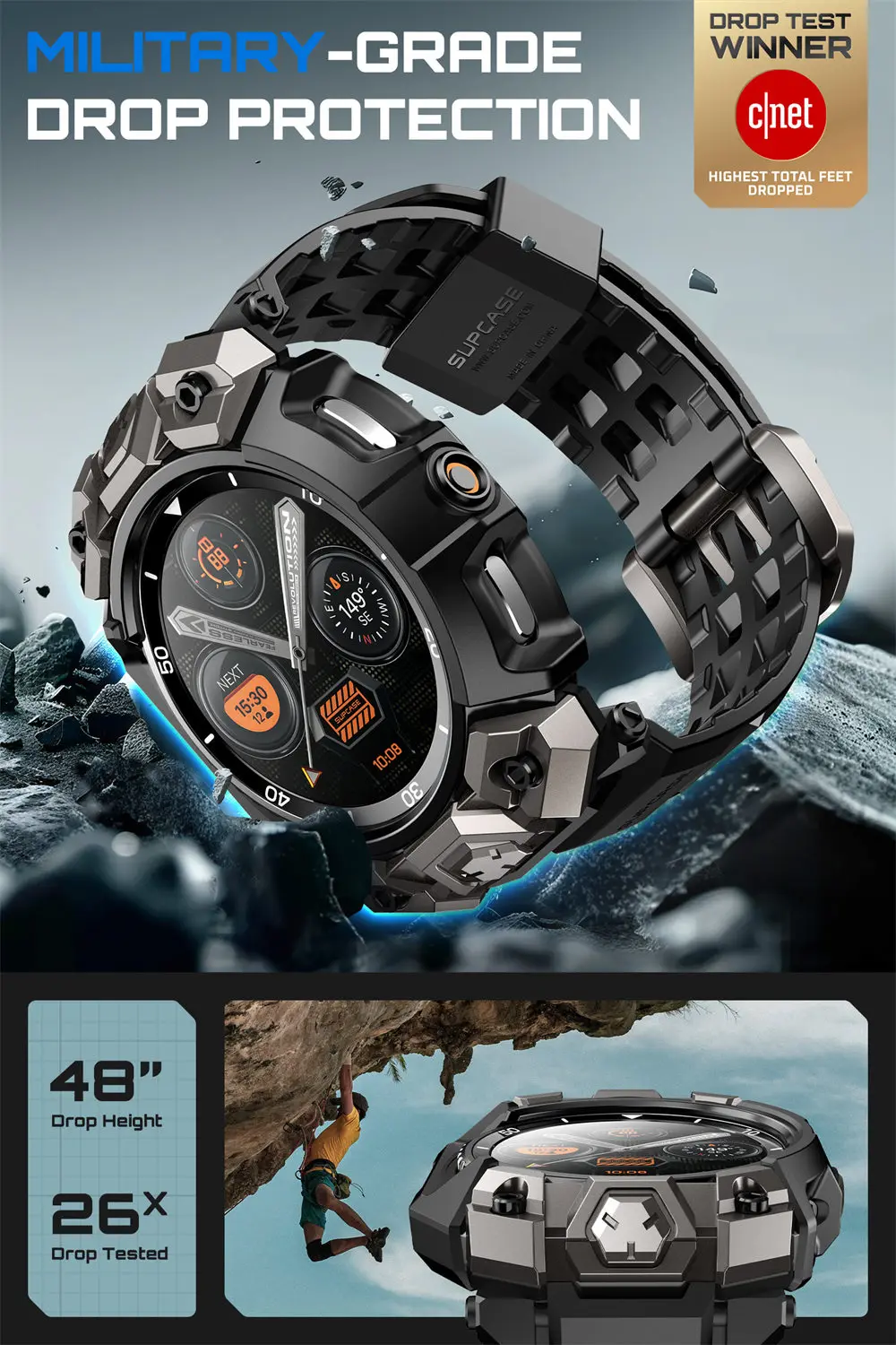 SUPCASE For Samsung Galaxy Watch 8 Classic Case 46mm 2025 UB Ore Robuste Sportuhr-Hülle mit Armband & 2 Stück Displayschutzfolie – Detail 10