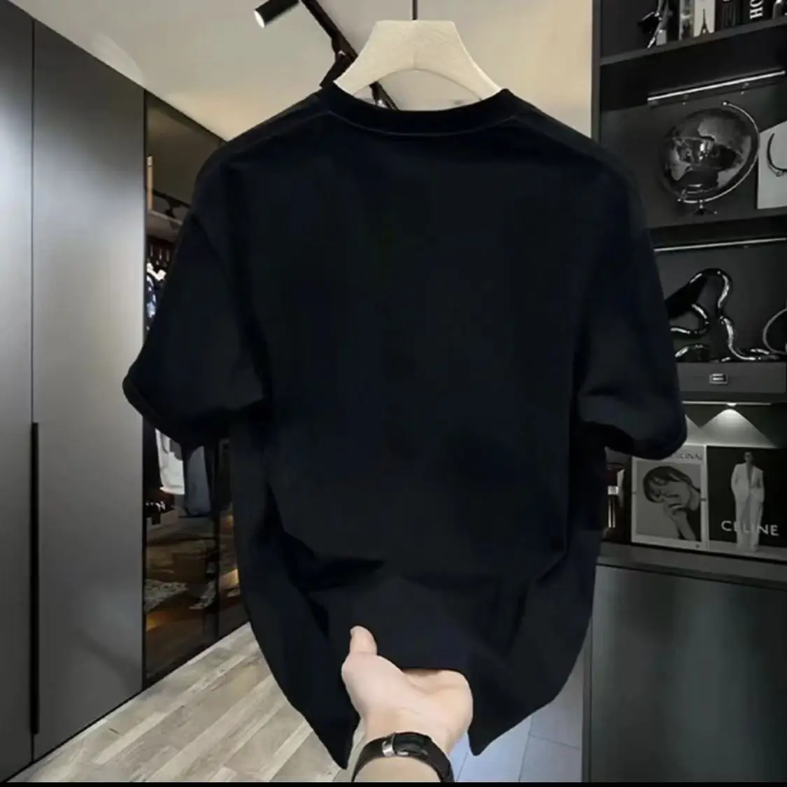 Fashion brand 100% cotton short sleeve T-shirt men's summer 2025 new niche design sense of high street crewneck half sleeve top