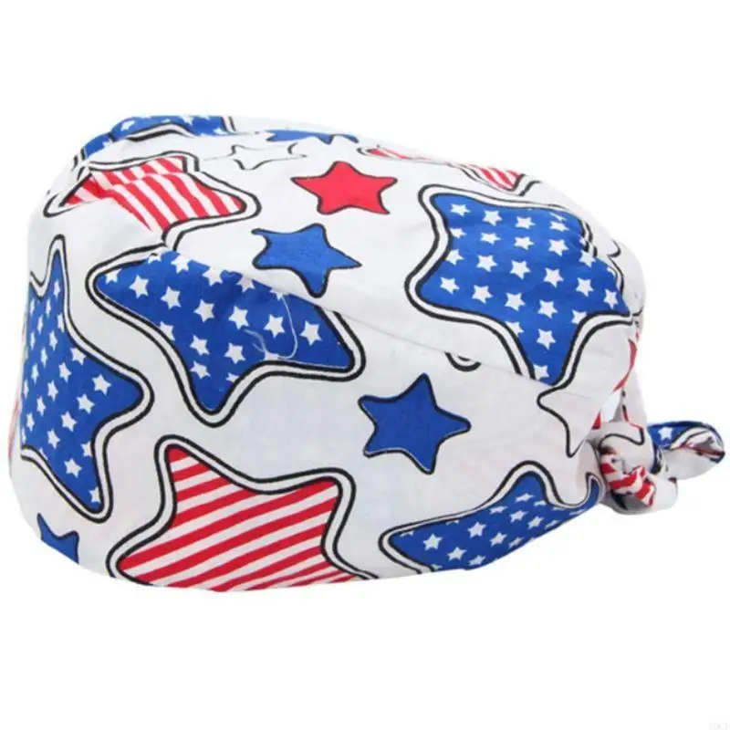 Nurse Cotton Scrub Cap Floral Animal Printed Sweatband Bouffant Hat
