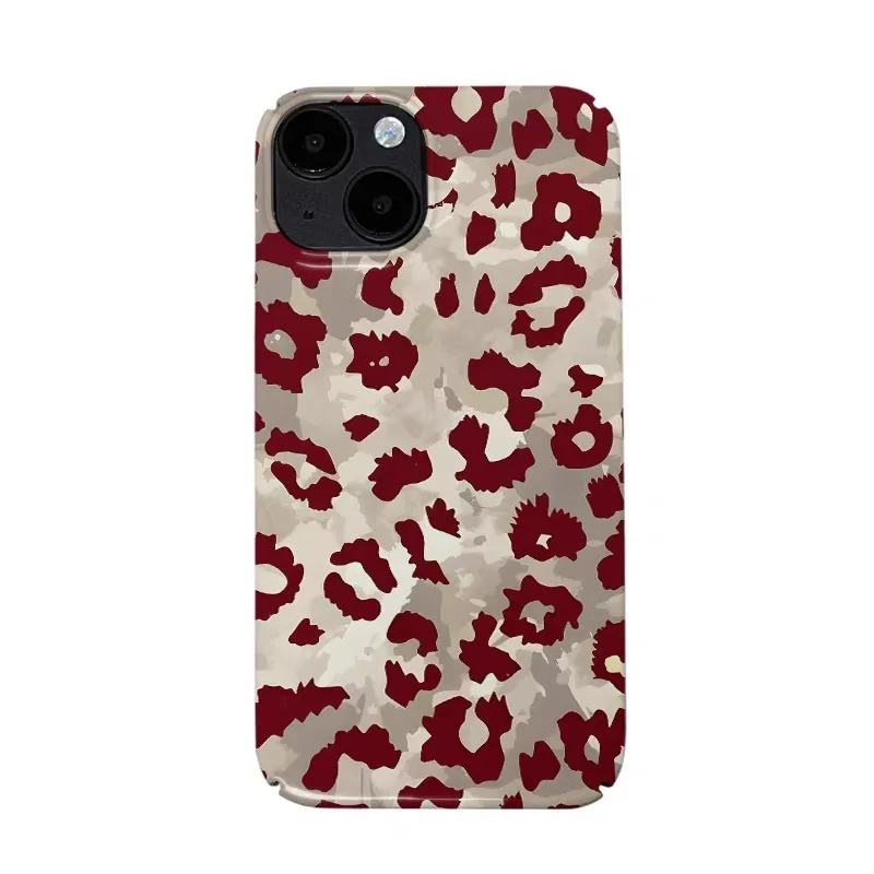 

Ins Korean Red Leopard Print Art Phone Case for IPHONE 17 Air 16E 15 PROMAX 14 Plus 13 12 MINI 11 16Plus XR Acrylic Phone Cover
