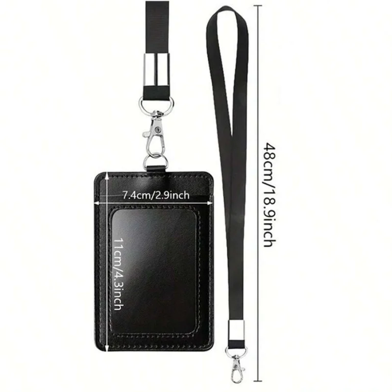 PU Leather Vertical Badge Holder With For Work Place Work Card Access Employee Chest Card And Meal School Stuff Students image 2