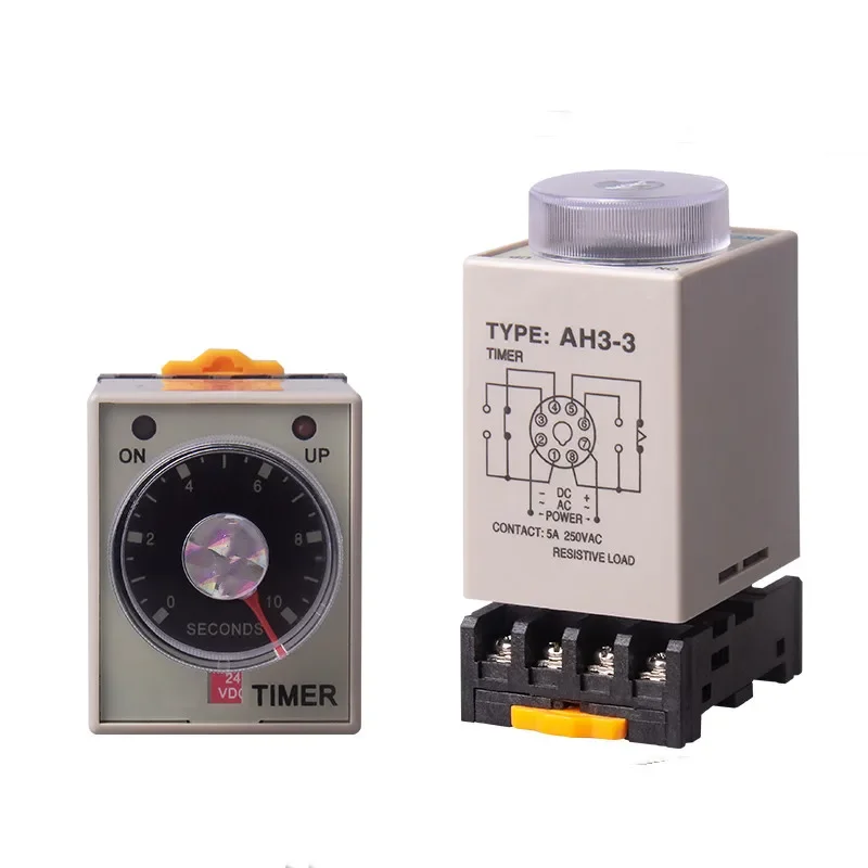 

AC 36V 110V 220V 380V DC 24V Delay Timer Time Relay 0~60 Seconds 0~60 Minutes AH3-3 with socket base