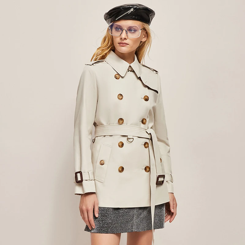 Imagem -02 - Cabolsa Trench Coat Feminino Botão Duplo com Cinto Cor Cáqui Sobretudo Longo Corta-vento Feminino Jaquetas de Inverno de Marca de Alta Qualidade