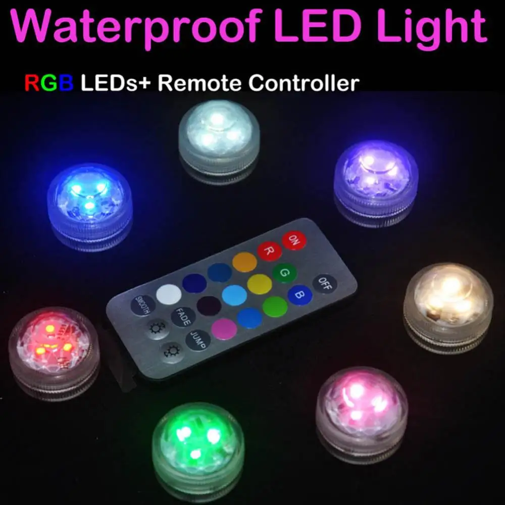 LED Round Remote Control Color Change Aquarium Light Submersible Fish Tank Lamp