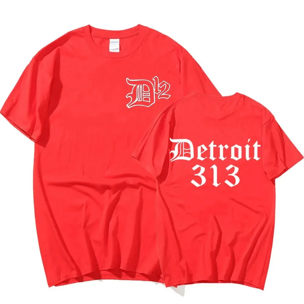 D12 Band Rapper Eminem T-shirt Detroit Michigan 313 Print T Shirt Men Women Fashion Casual Cotton T-shirts Oversized Tops Male