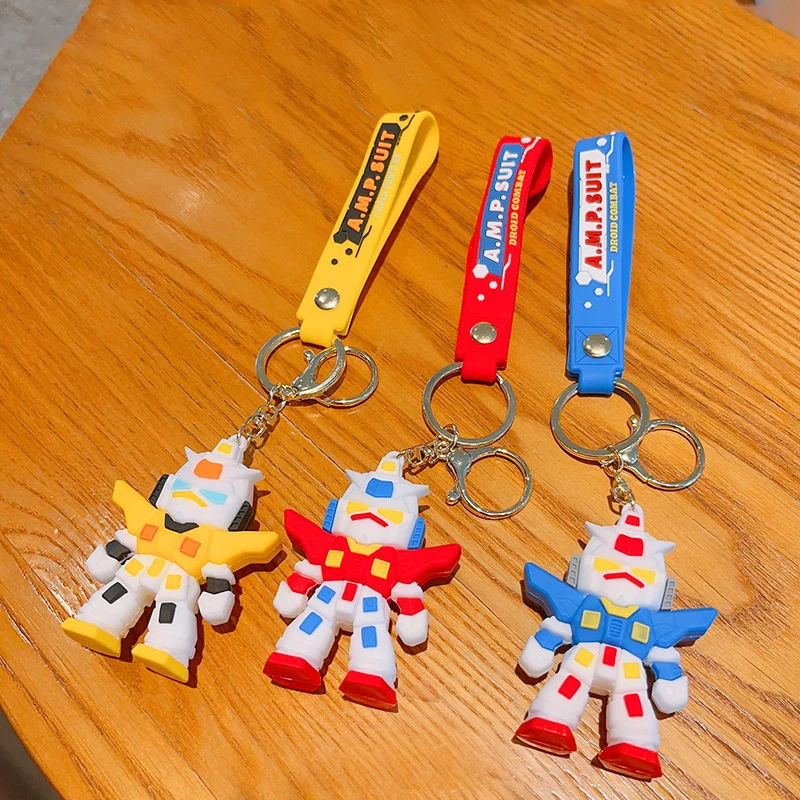 Gundam Keychain Anime Cool Key Chain Robot Doll Toy Bag Pendant Cartoon Decorate Couple Soft Plastic Doll Gift Wholesale