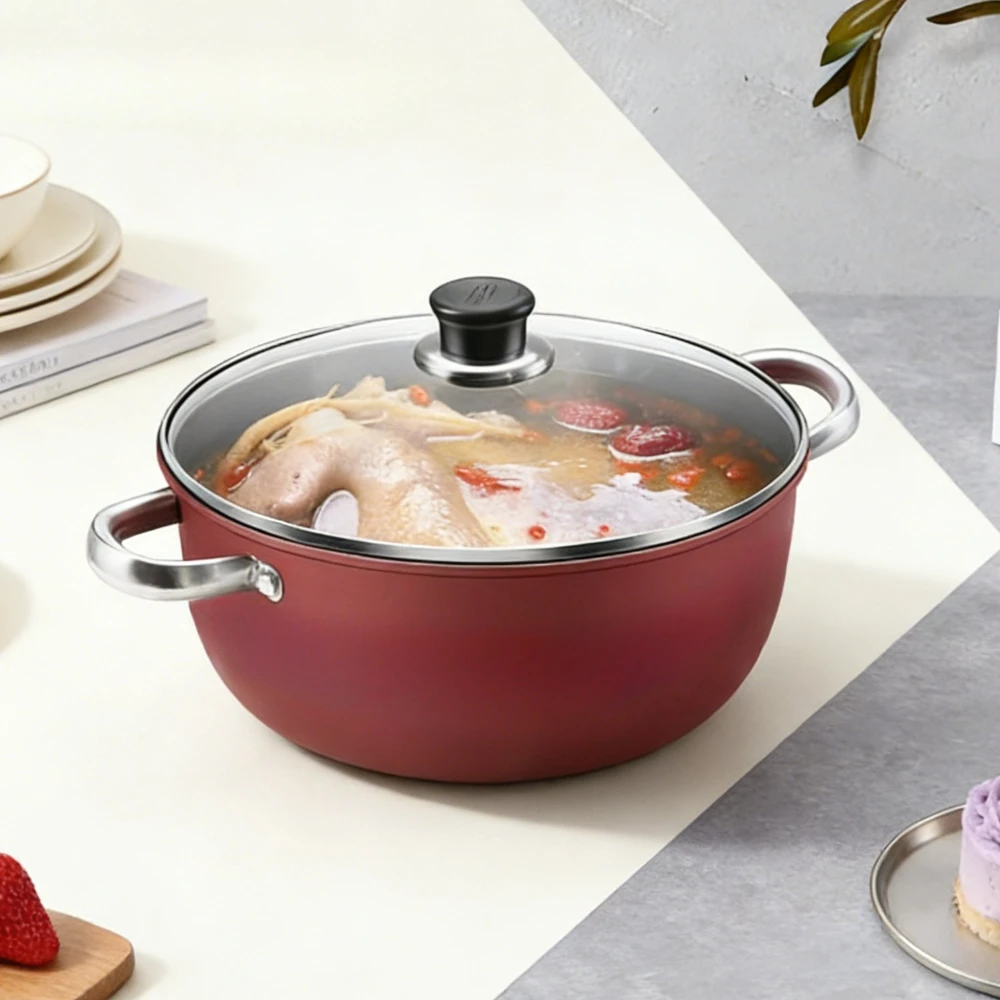

Mafenshi Soup Pot Home Thick Non-stick Pot Double Ear Cooking and Simmering Pot Electromagnetic Stove Gas Stove Universal Use